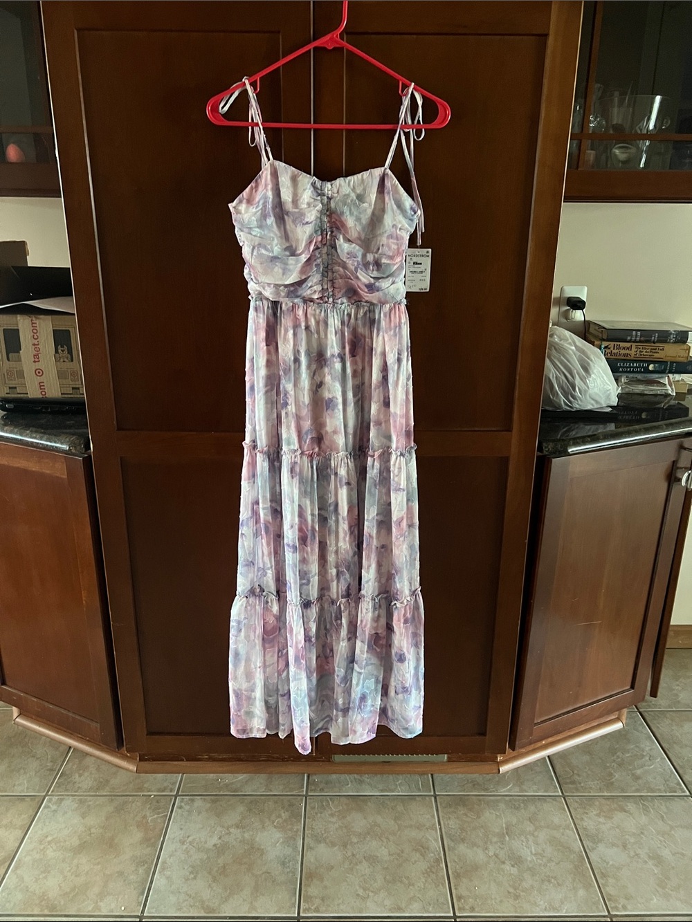 Pastel Watercolor Tiered Maxi Dress